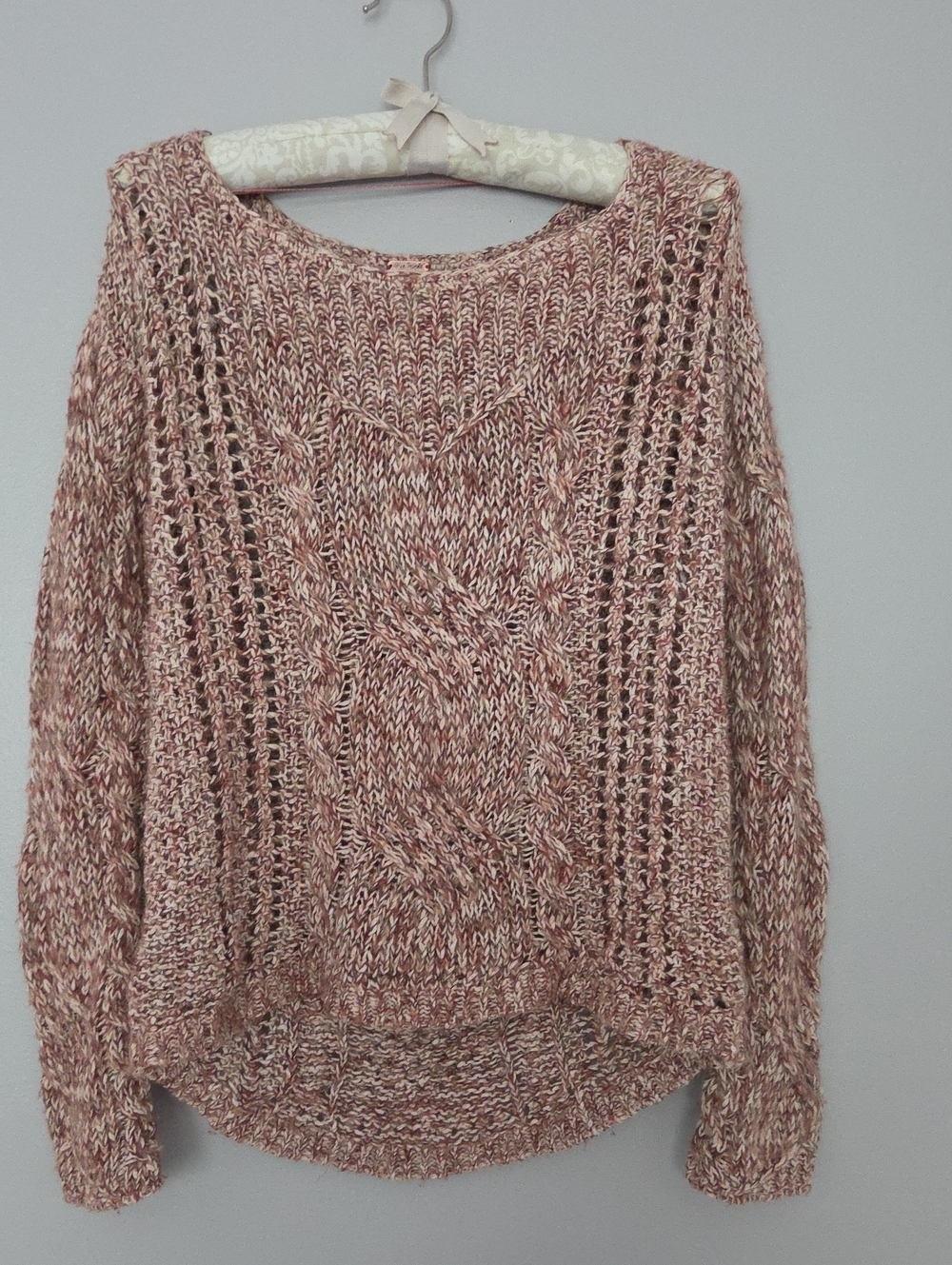 Free People Rose Marled Cable-Knit Scoop Sweater